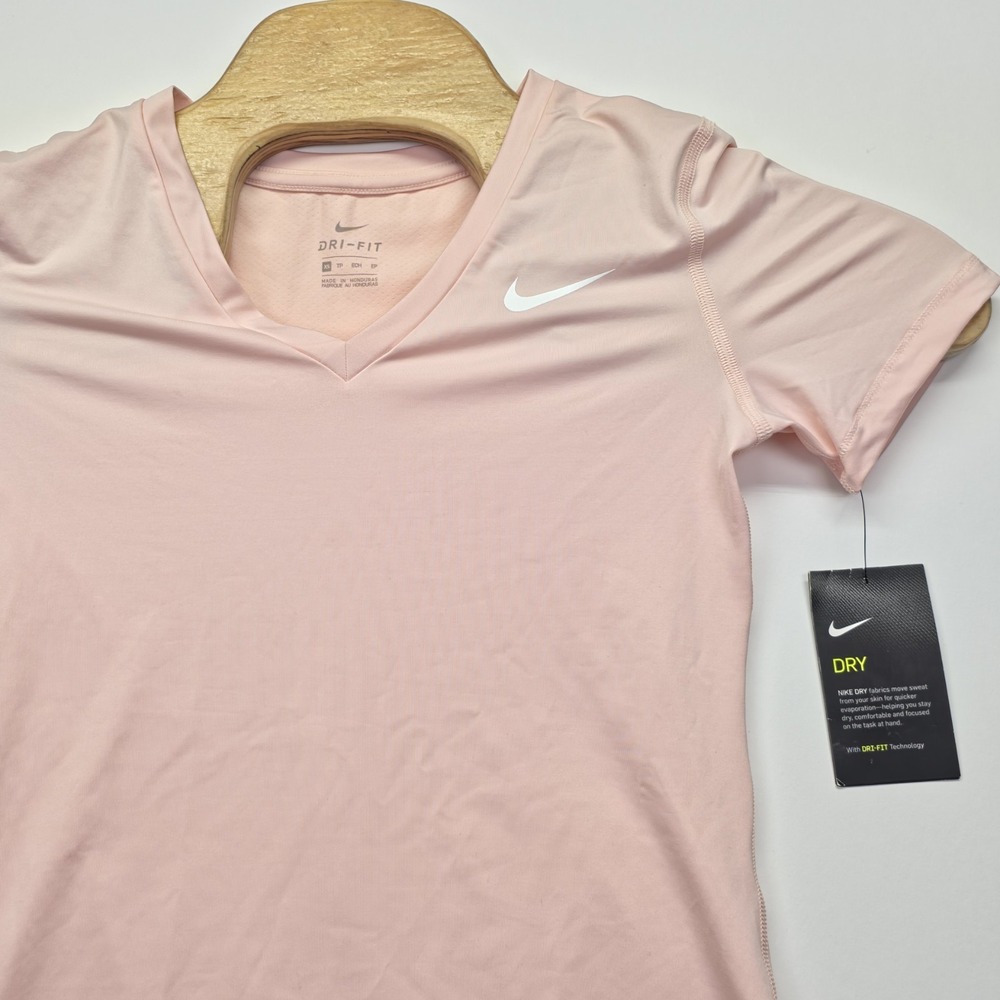 NWT Nike Women's Breathe Miler Running Shirt Mesh V-Neck Echo Pink Pastel XS Gym